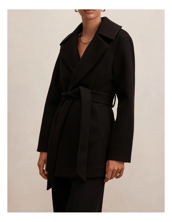 Sabrina Short Wrap Coat in Black image 4