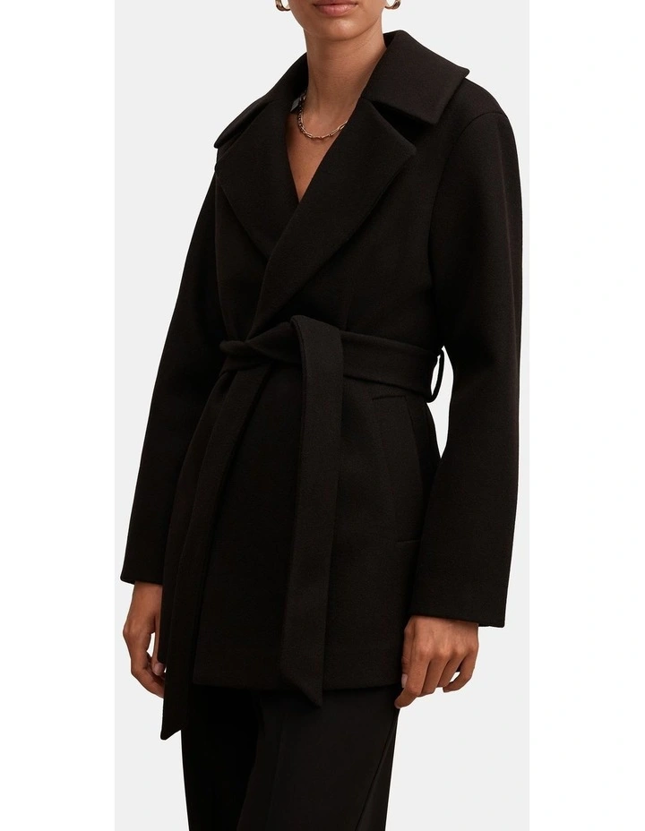 Sabrina Short Wrap Coat in Black image 4