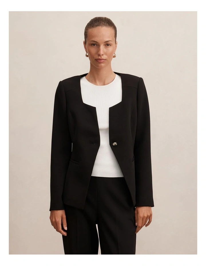 Sloane Collarless Blazer in Black image 1