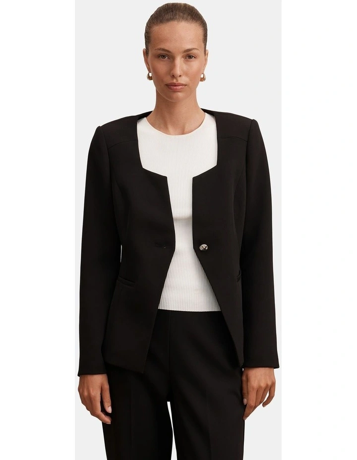 Sloane Collarless Blazer in Black image 1
