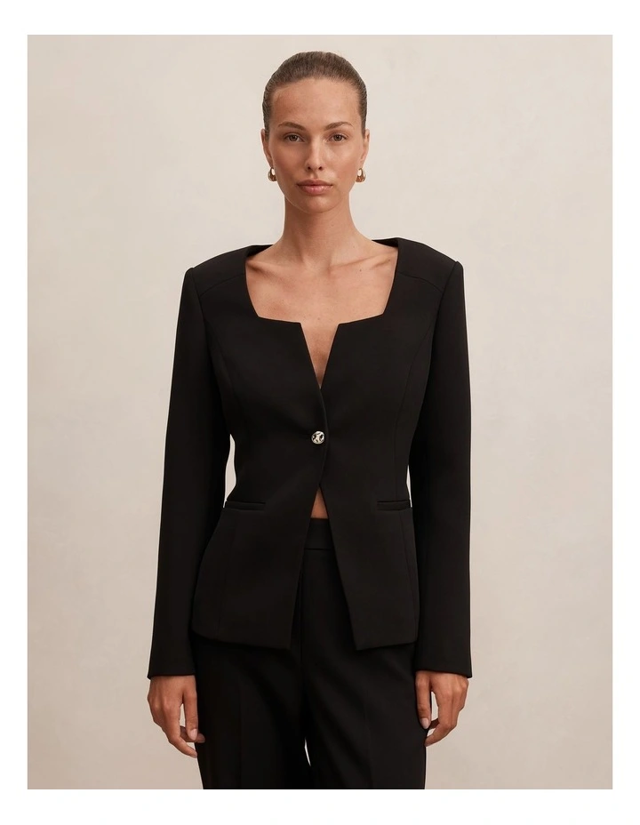 Sloane Collarless Blazer in Black image 2