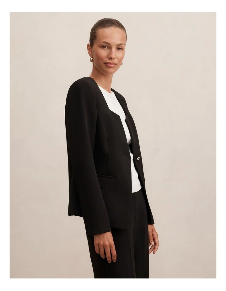 Sloane Collarless Blazer in Black image 4