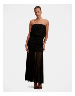 Lyra Bandeau Draped Maxi Dress in Black