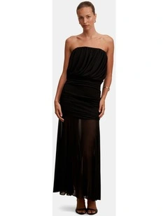 Lyra Bandeau Draped Maxi Dress in Black