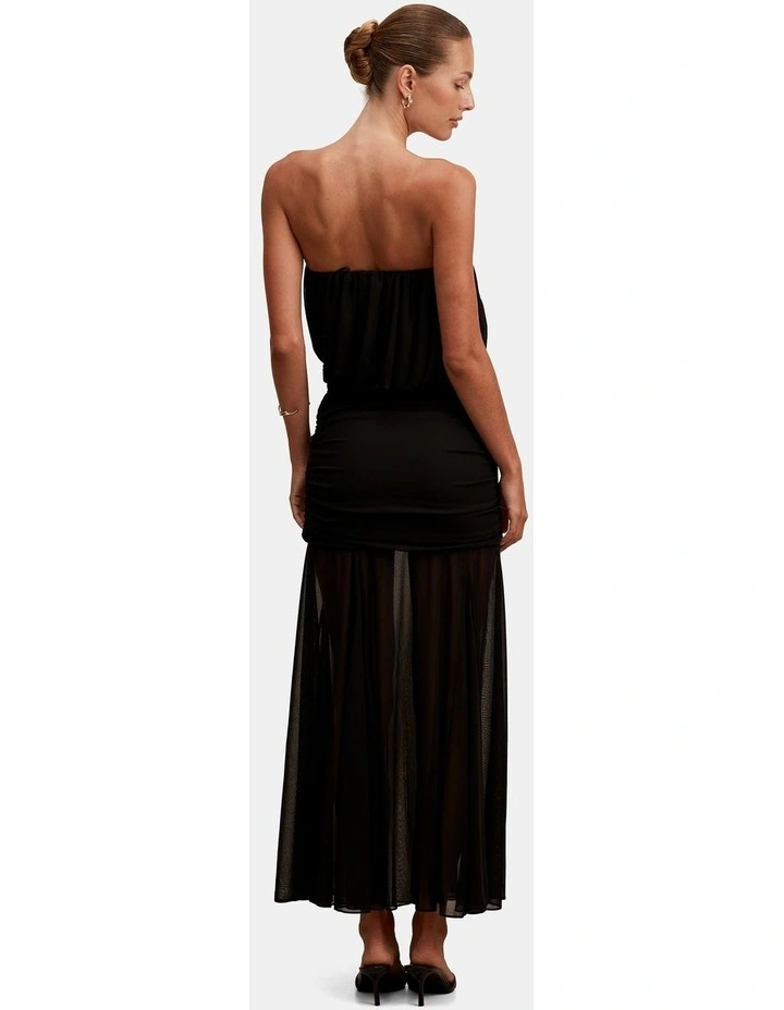 Lyra Bandeau Draped Maxi Dress in Black image 2