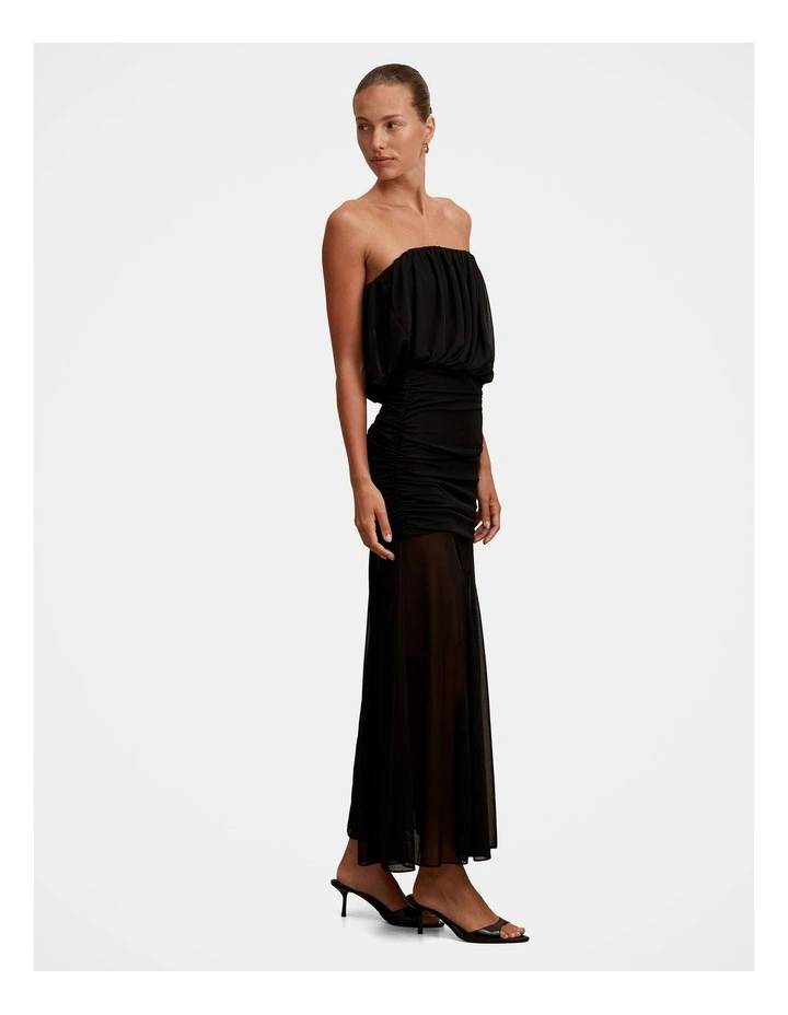 Lyra Bandeau Draped Maxi Dress in Black image 3