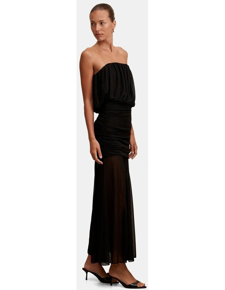 Lyra Bandeau Draped Maxi Dress in Black image 3