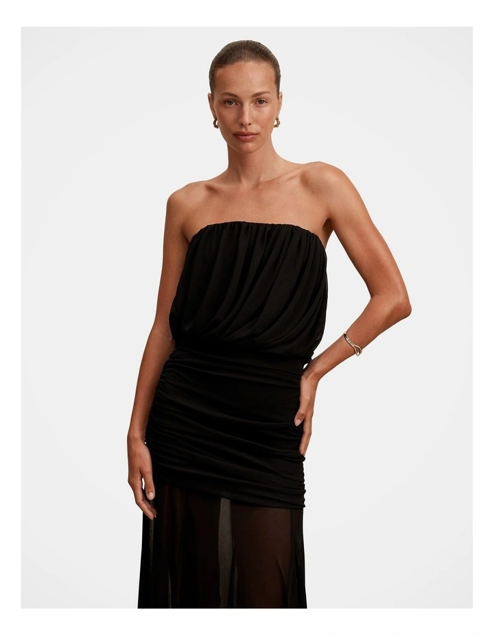 Lyra Bandeau Draped Maxi Dress in Black image 4