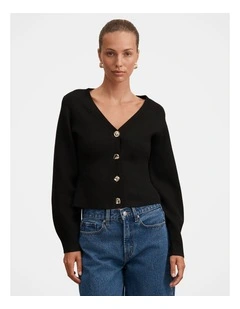 Arianna Sculpted Cardigan in Black