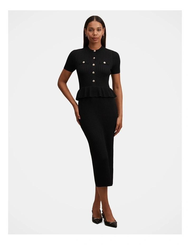 Tahlina Stitch Interest Midi Dress in Black image 1