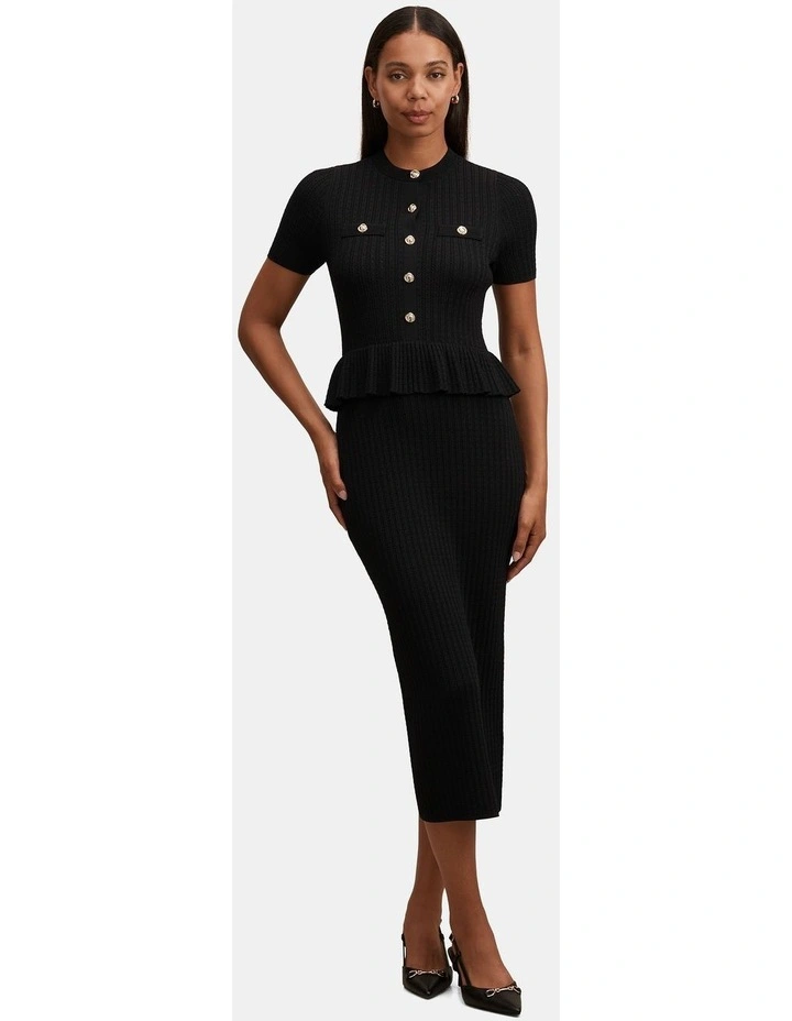 Tahlina Stitch Interest Midi Dress in Black image 1