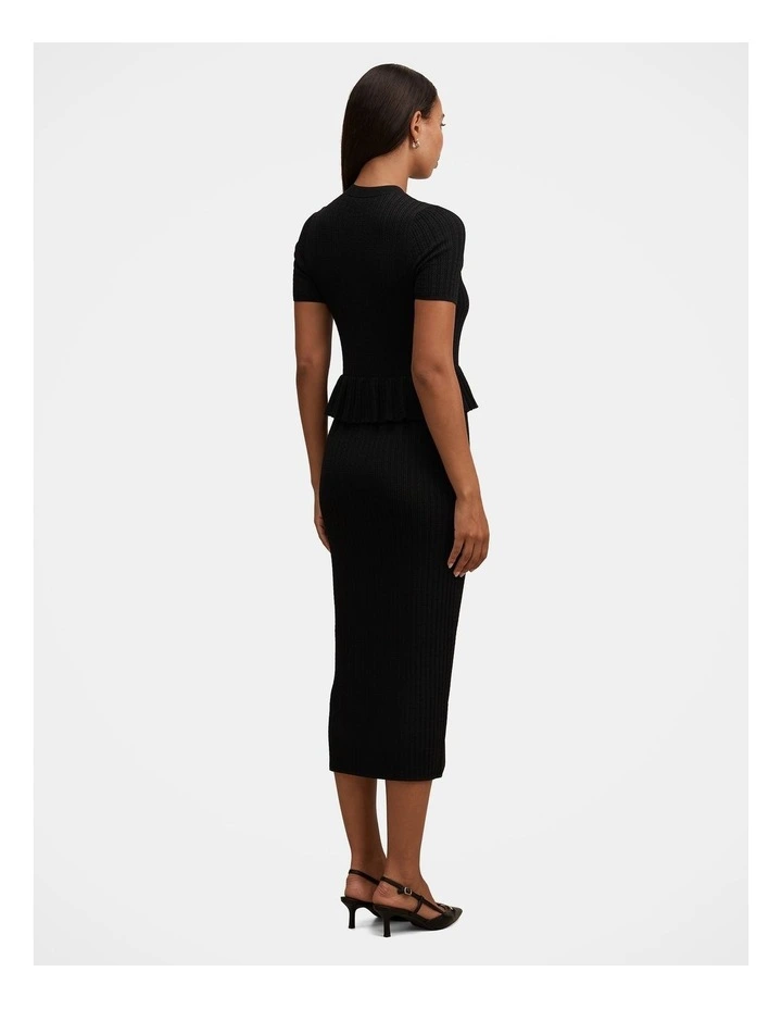 Tahlina Stitch Interest Midi Dress in Black image 2
