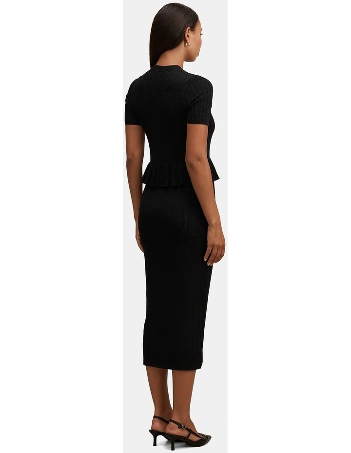 Tahlina Stitch Interest Midi Dress in Black image 2