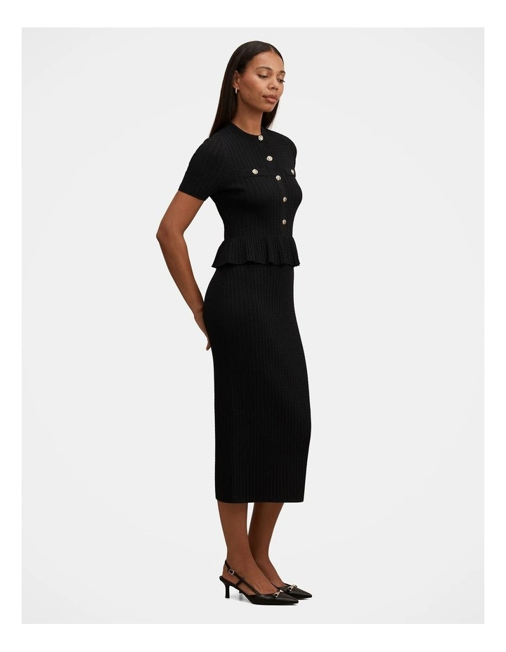 Tahlina Stitch Interest Midi Dress in Black image 3