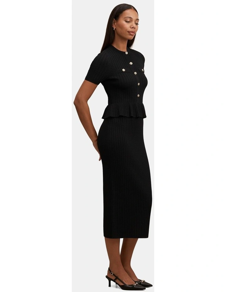 Tahlina Stitch Interest Midi Dress in Black image 3