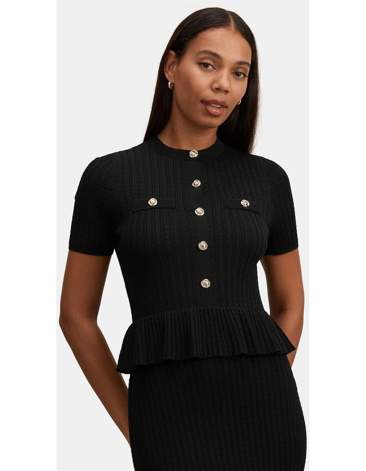 Tahlina Stitch Interest Midi Dress in Black image 4