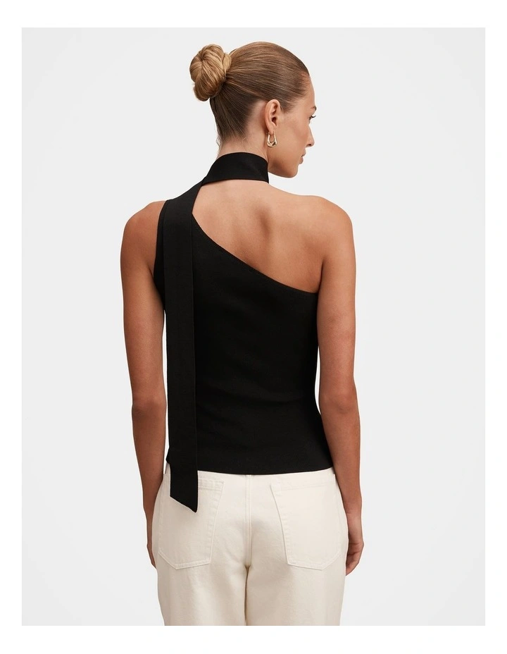 Isla Scarf Knitted Top in Black image 2