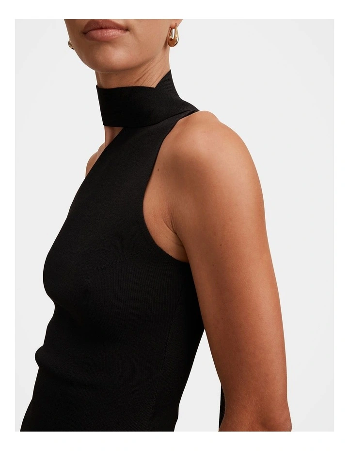 Isla Scarf Knitted Top in Black image 4