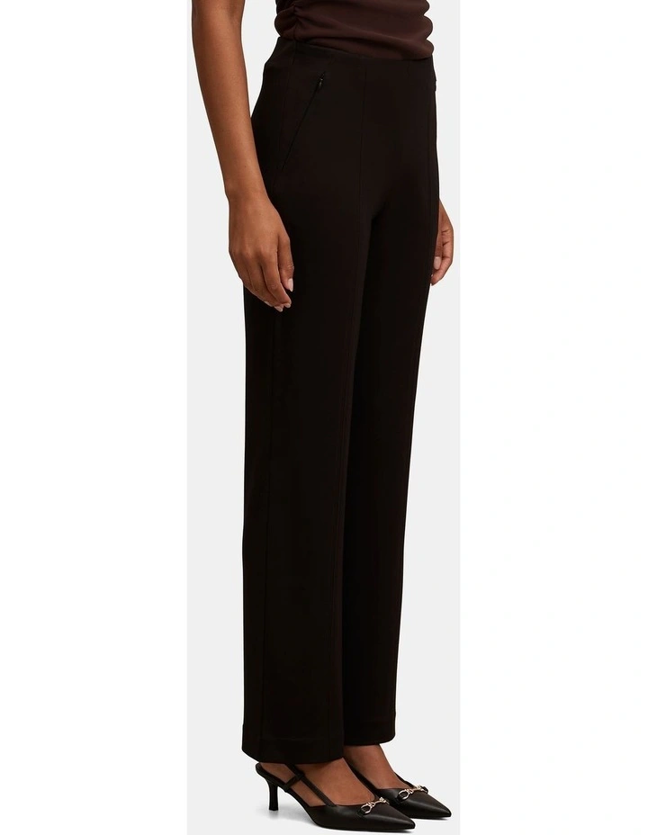 Piper Ponte Straight Leg Pants in Black image 3