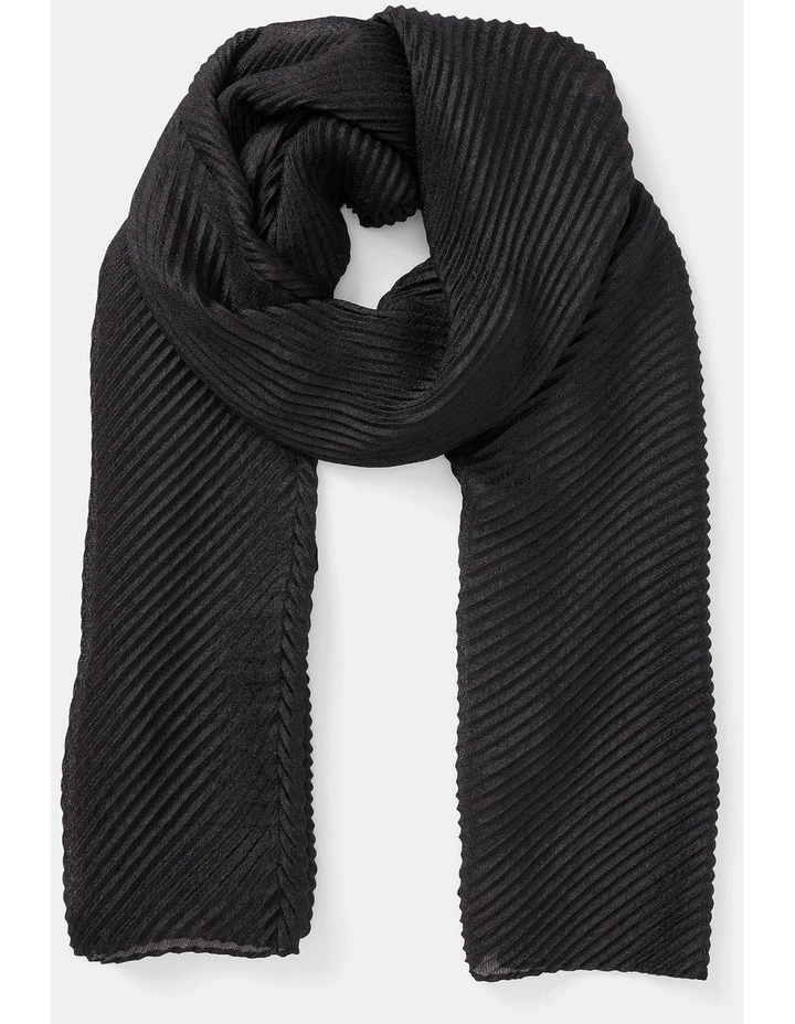 Harriet Pleated Scarf in Black image 1