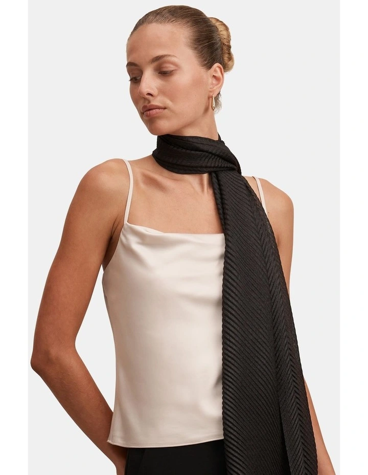 Harriet Pleated Scarf in Black image 2