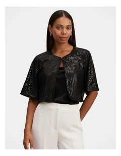 Sasha Sequin Cape in Black