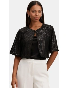 Sasha Sequin Cape in Black