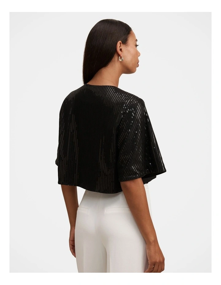 Sasha Sequin Cape in Black image 2