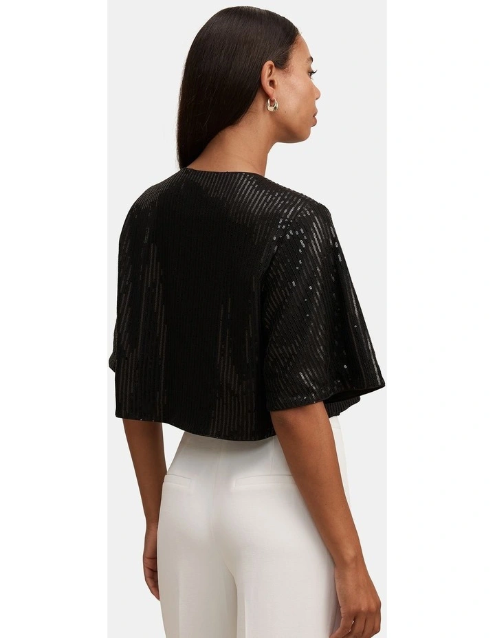 Sasha Sequin Cape in Black image 2