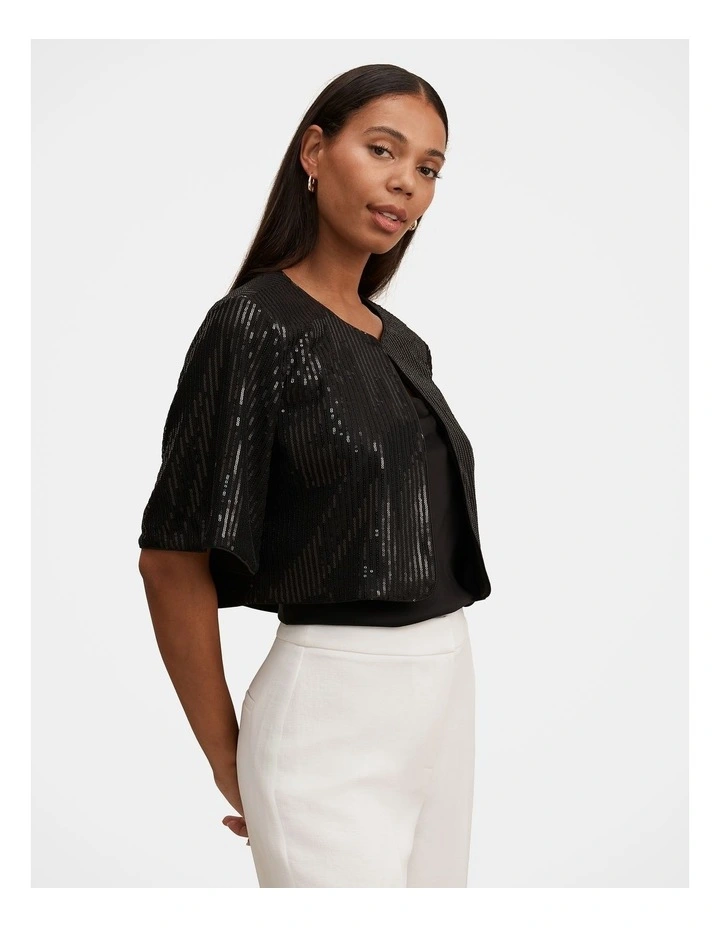 Sasha Sequin Cape in Black image 3