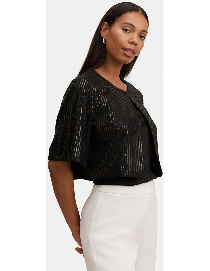 Sasha Sequin Cape in Black image 3