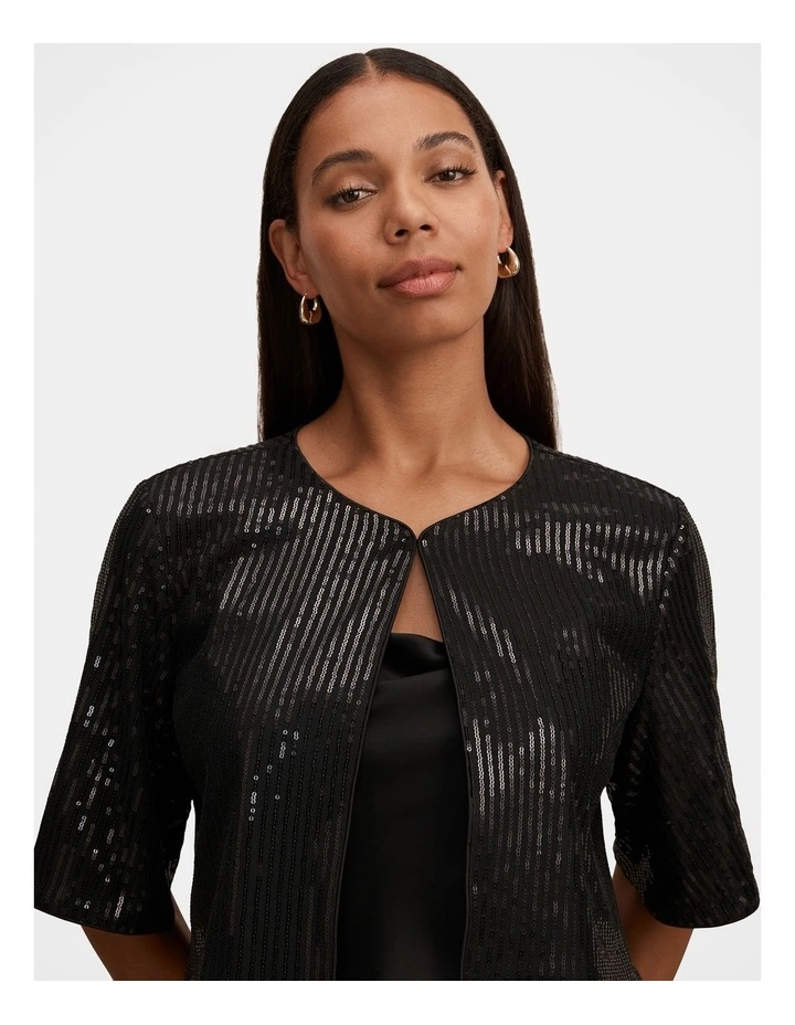 Sasha Sequin Cape in Black image 4