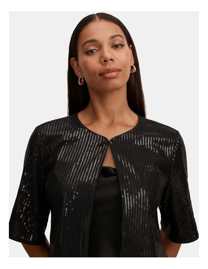 Sasha Sequin Cape in Black image 4