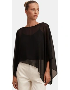 Gia Sheer Cape Top in Black