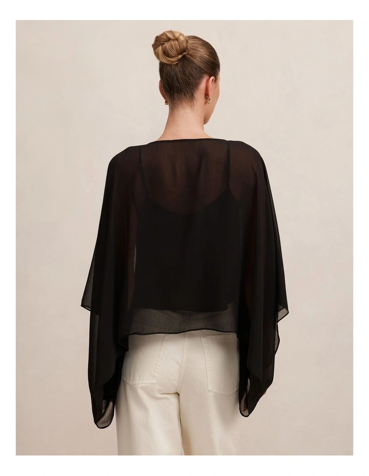 Gia Sheer Cape Top in Black image 2