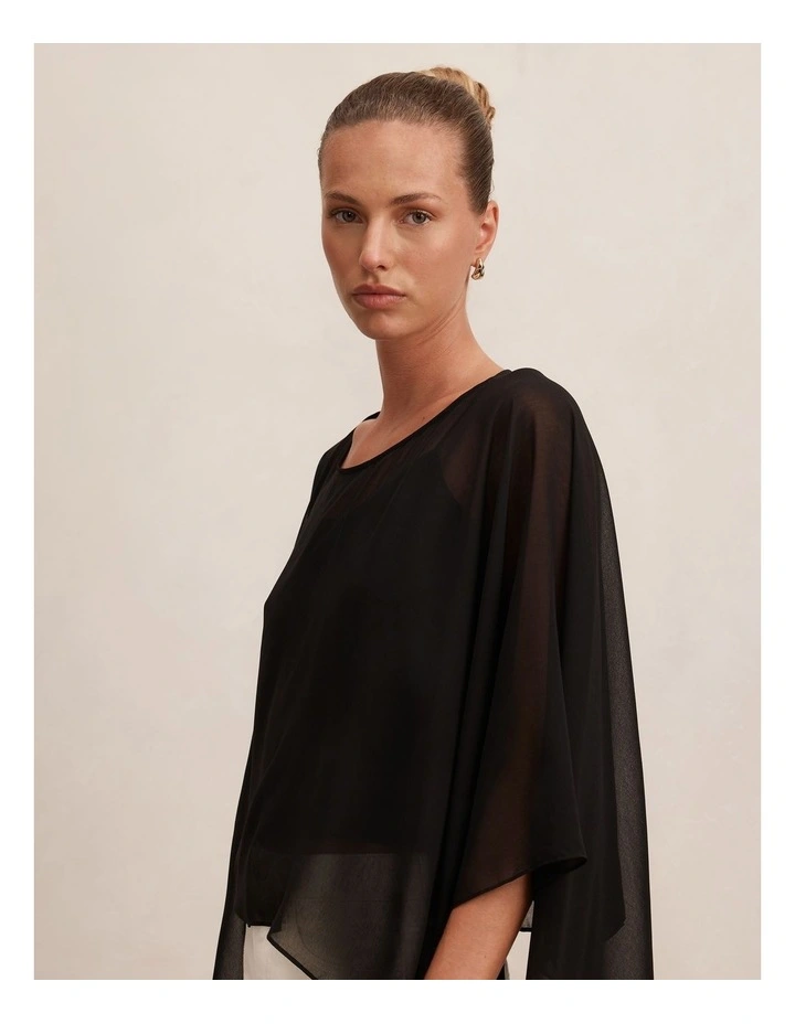 Gia Sheer Cape Top in Black image 4