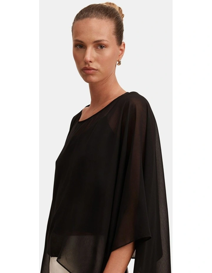 Gia Sheer Cape Top in Black image 4