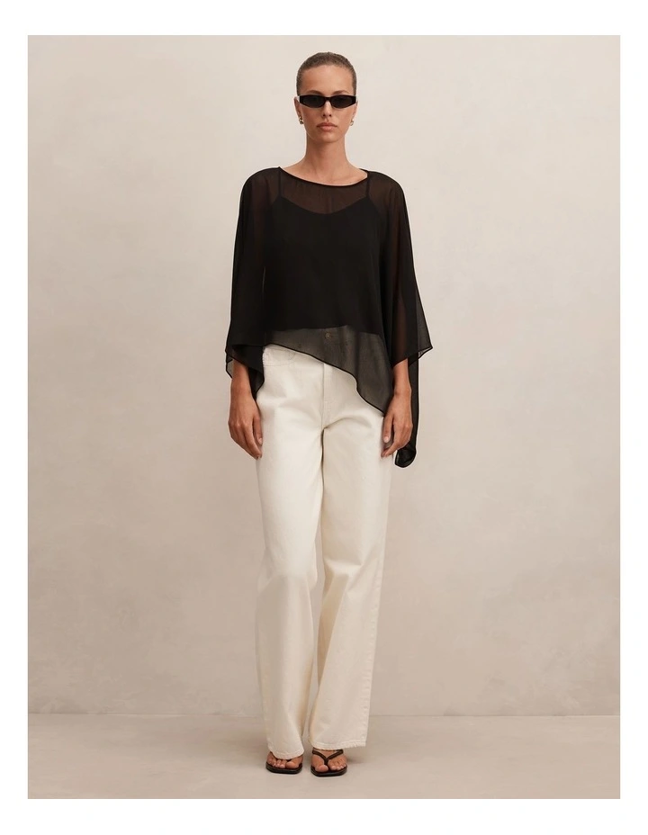 Gia Sheer Cape Top in Black image 5