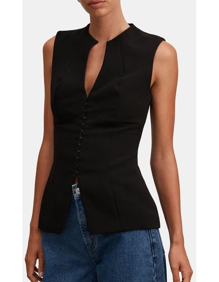 Gabi Tailored Top in Black image 4