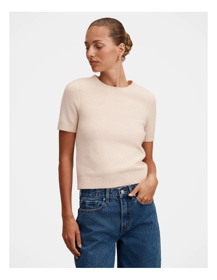 Lucy Knitted T-shirt in Pink image 1