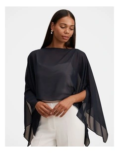 Arianna Chiffon Cape in Navy