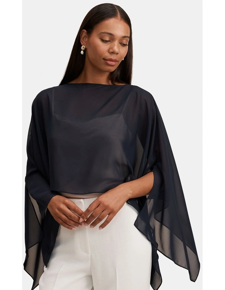 Arianna Chiffon Cape in Navy image 1