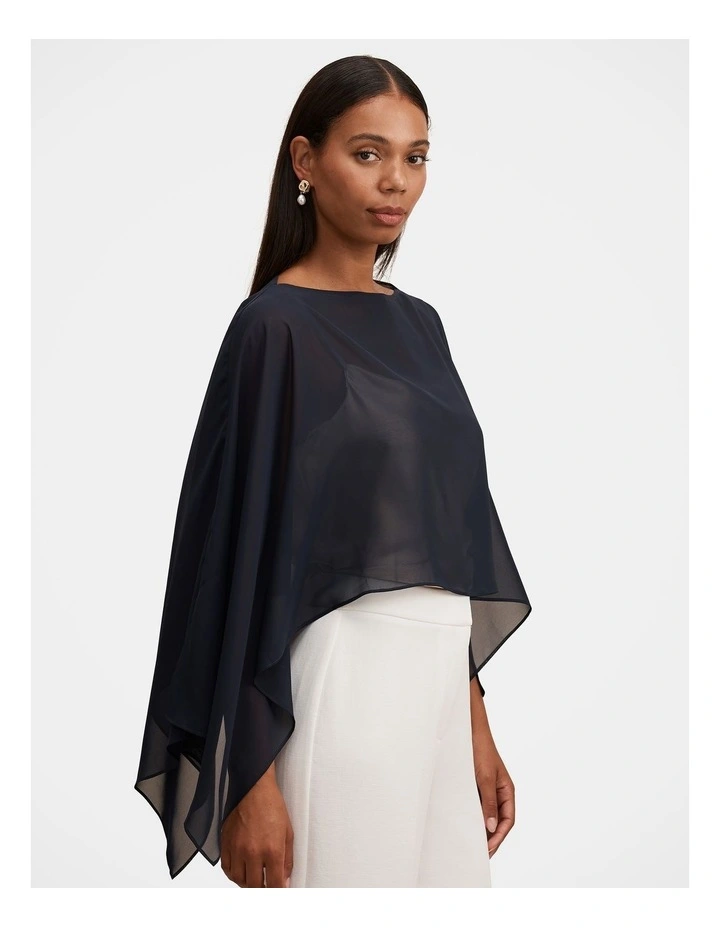 Arianna Chiffon Cape in Navy image 2