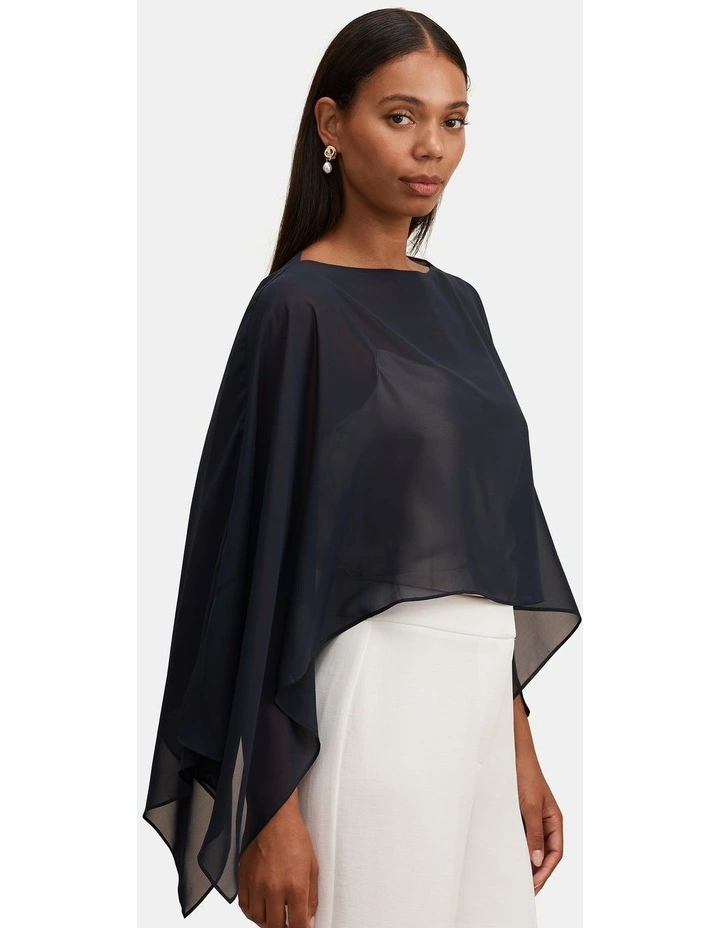 Arianna Chiffon Cape in Navy image 3