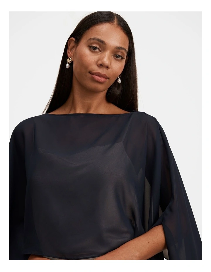 Arianna Chiffon Cape in Navy image 4