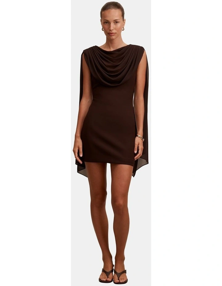 Bowie Mini Dress With Shawl in Chocolate image 5