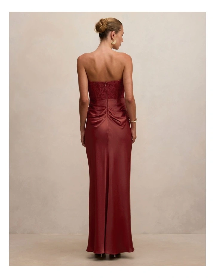 Ivy Lace Corset Drape Maxi Dress in Brown image 2