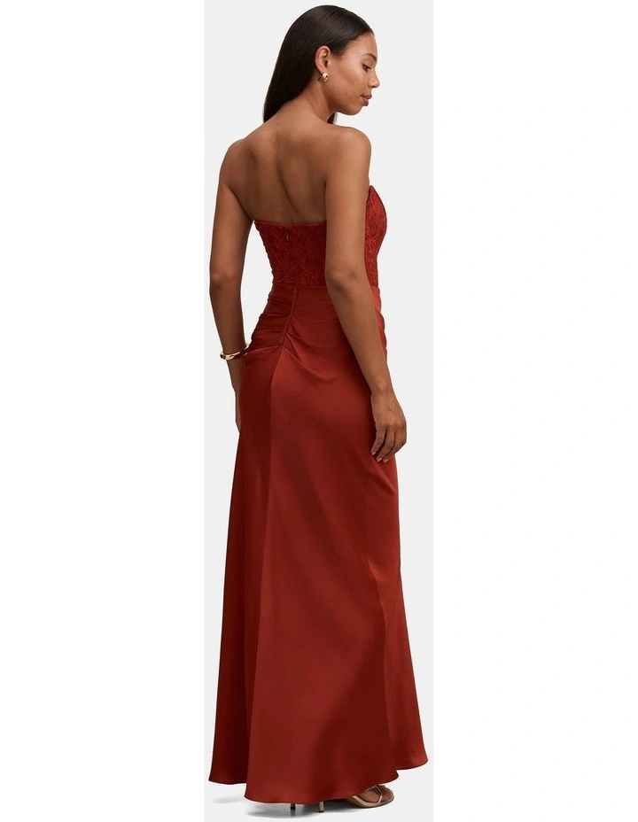 Ivy Lace Corset Drape Maxi Dress in Brown image 2