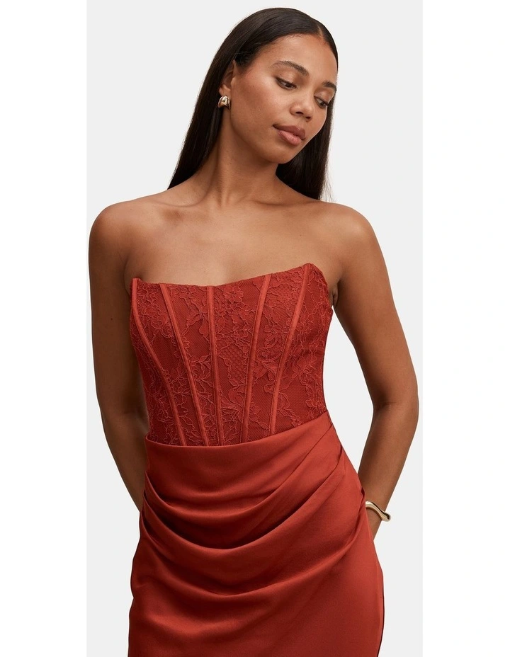 Ivy Lace Corset Drape Maxi Dress in Brown image 4