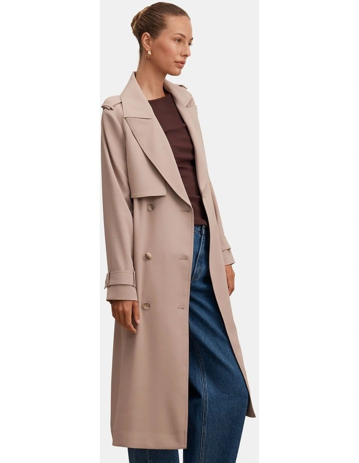 Cameron Soft Trench Coat in Beige image 3